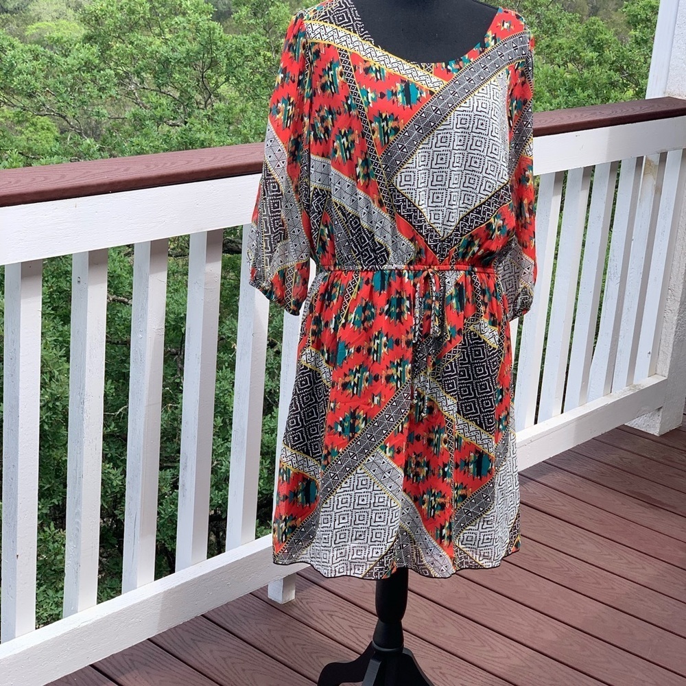 Enfocus Dress Colorful Southwestern Geometric Print‎